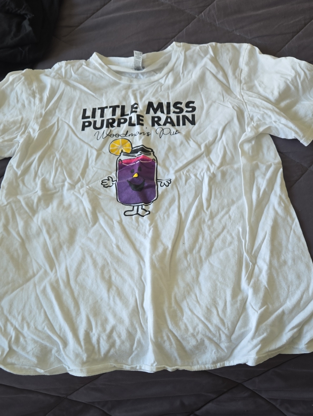 Gildan White Womens Tee with Purple Drink Graphic Large